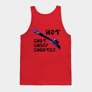 Hot Shot Sharp Shooter, v. Code Purple Blk Text Tank Top